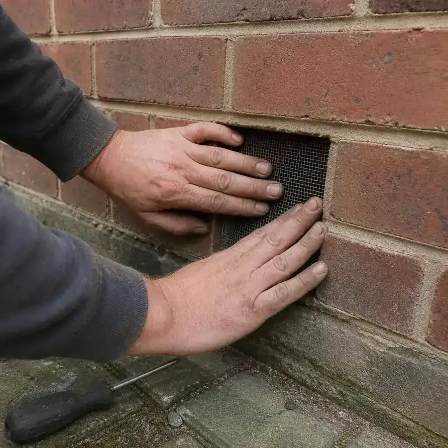 Sealing an airbrick with fine mesh to pest-proof a house exterior