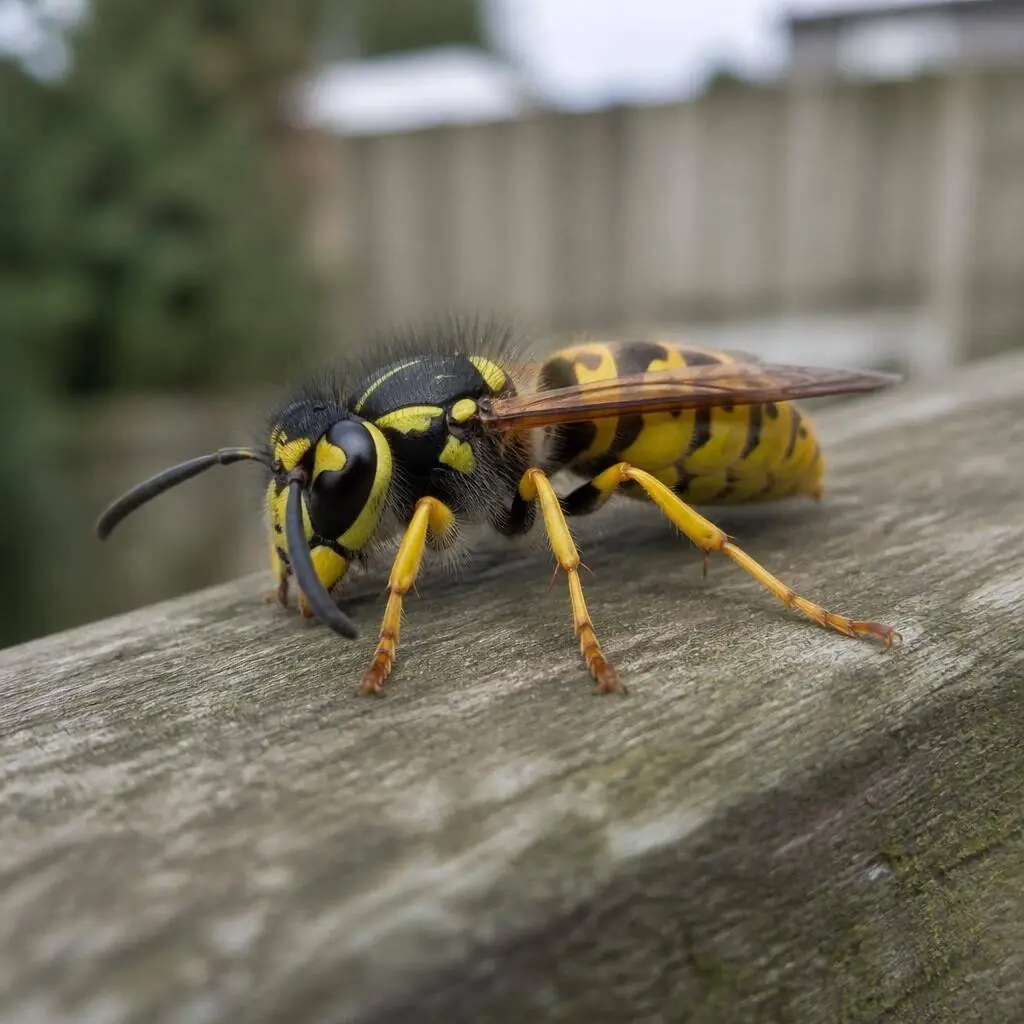 Common Wasp close-up showing yellow and black bands